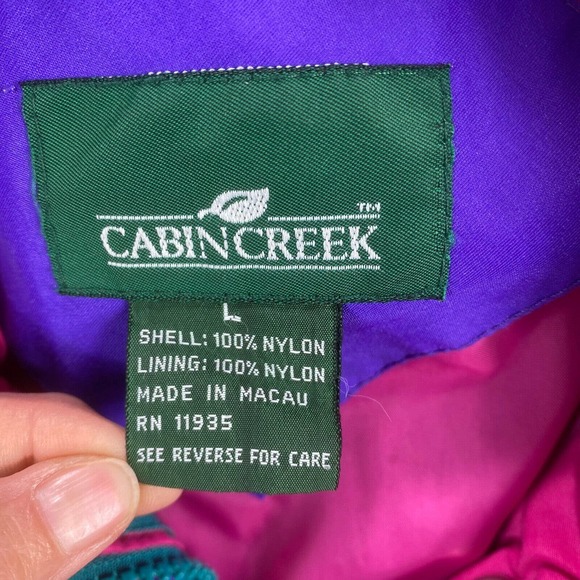 Cabin Creek Jacket Womens Large Purple Nylon Retro Colorblock 90s NO Liner - Picture 13 of 16
